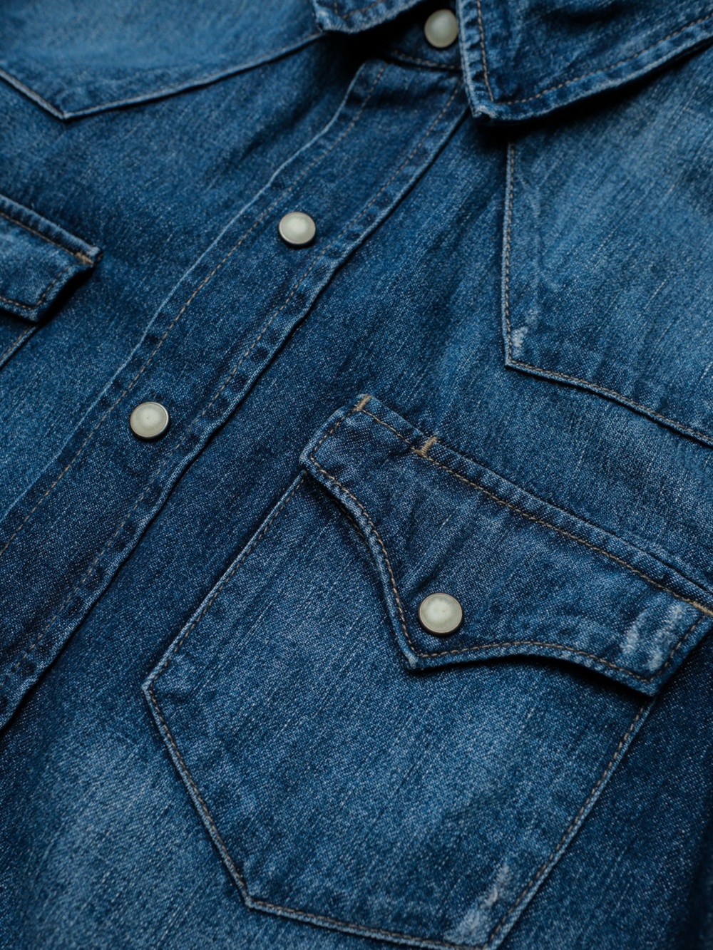 Final! Ralph Lauren RRL Style Western Denim Snap Shirt Mother of Pearl NWOT - Picture 9 of 13